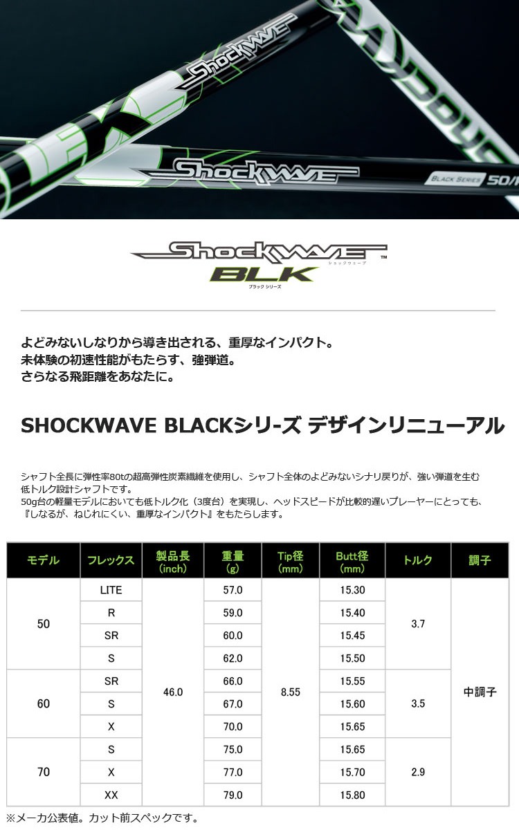 テーラーメイド スリーブ付きシャフト S-TRIXX ShockWAVE BLACK (SIM