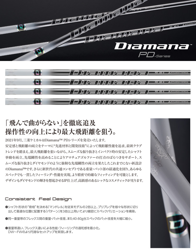 三菱ケミカル  ディアマナ PD 60 5W用シャフト テーラーメイドスリーブ