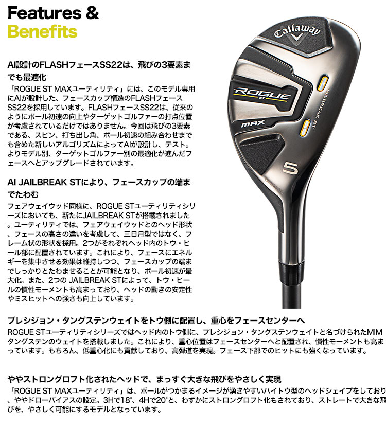 【毎日発送】キャロウェイ ROGUE ST MAX ユーティリティ メンズ 右用 VENTUS 5 for Callaway カーボンシャフト装着  日本正規品