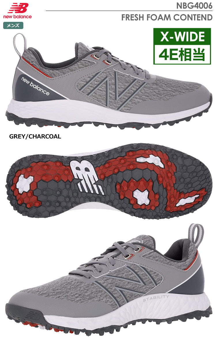 アウトレット・箱破損あり】ニューバランス スパイクレスシューズ メンズ FRESH FOAM CONTEND NBG4006 GRC X-WIDE  4E相当 GREY/CHARCOAL USA直輸入品【土日祝も発送】 ジーパーズ公式オンラインショップ（JYPER'S）