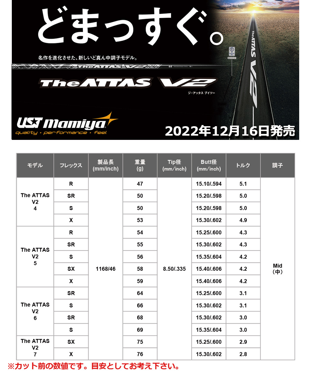 テーラーメイド スリーブ付きシャフト マミヤ The ATTAS V2 ジアッタス ...