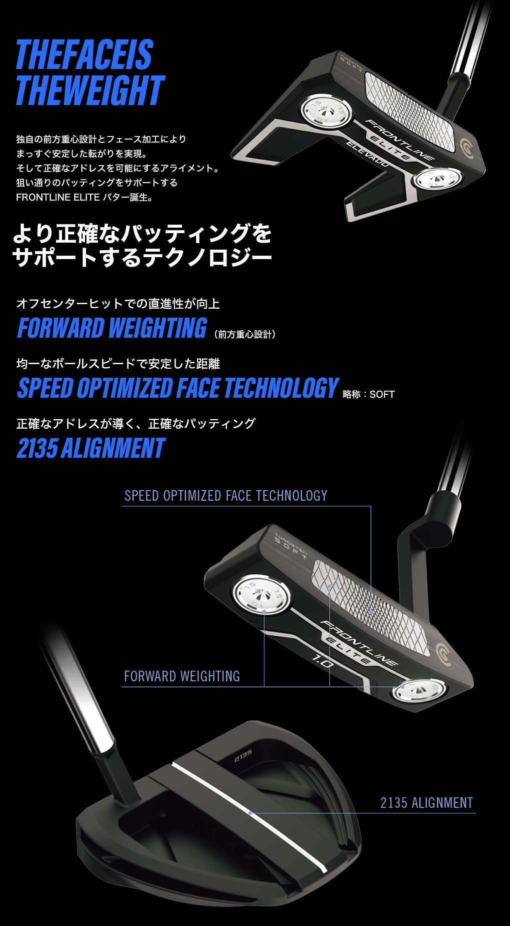 日本正規品 クリーブランド フロントライン エリート 1.0 パター ゴルフ