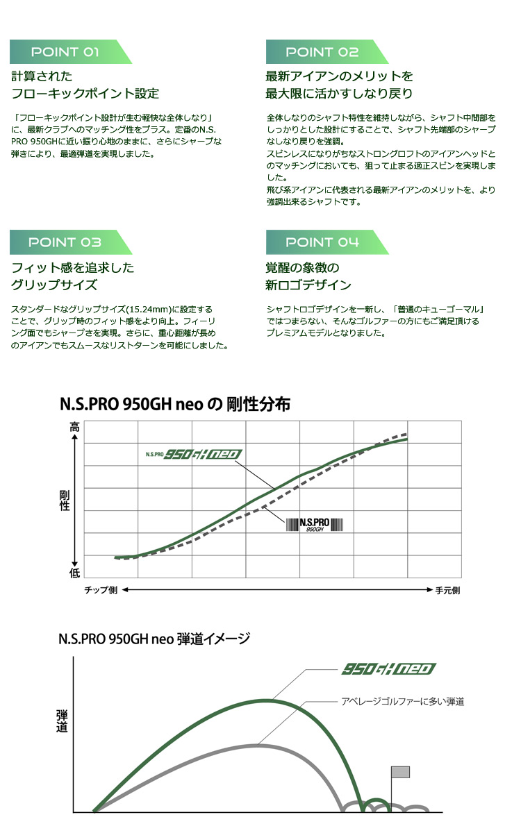 【毎日発送】【9月5日発売】日本シャフト N.S.PRO 950GH neo スチールシャフト  (単品/1I,2I,3I,4I,ウェッジ用)【アイアン専用】【単品】【軽量スチール】【NS950】