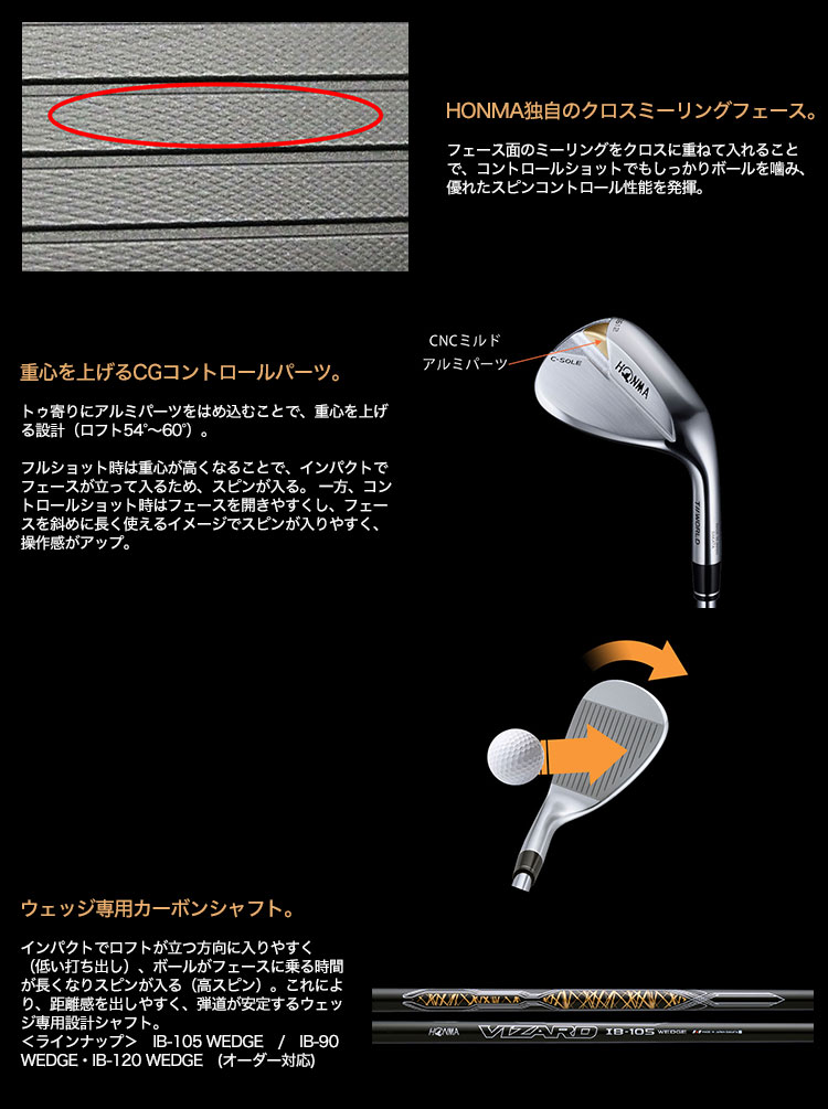 ホンマゴルフ T//WORLD-W ウェッジ VIZARD IB WEDGE カーボンシャフト