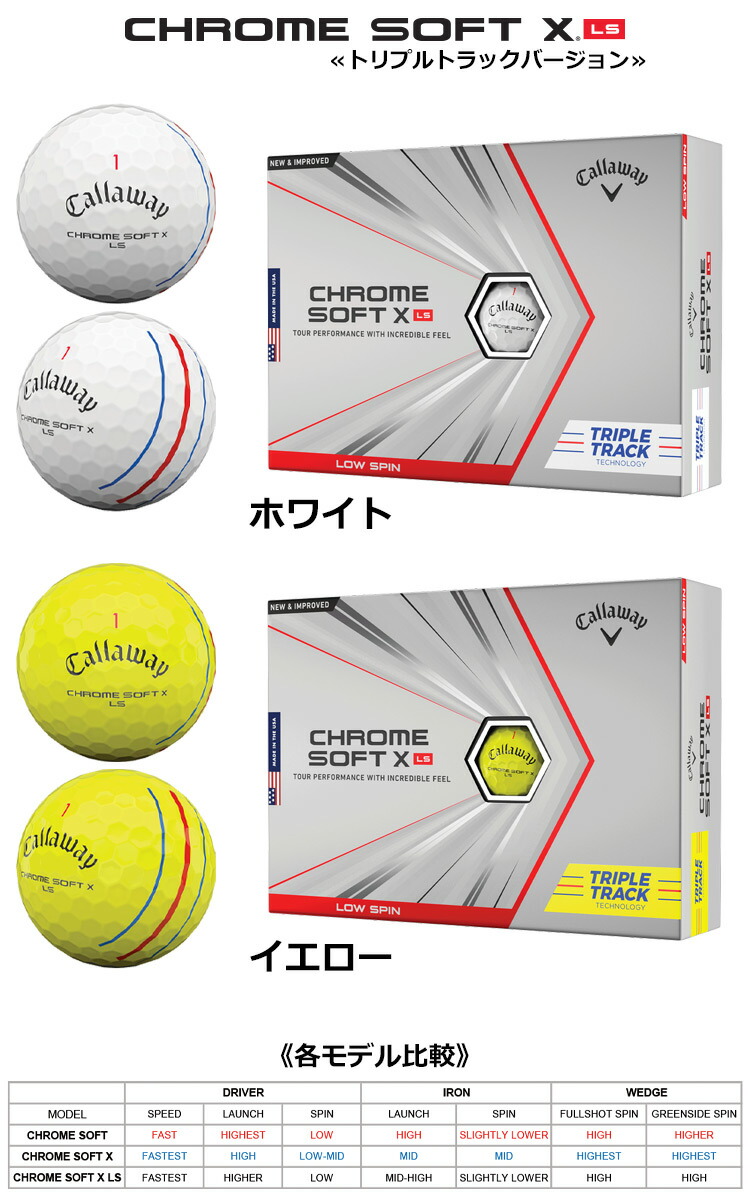 土日祝も発送 キャロウェイ Chrome Soft X Ls Triple Track ゴルフボール 1ダース 全12球 21年モデル Usa直輸入品 クロムソフトx ロースピン トリプルトラック 4ピース ウレタンカバー ジーパーズ公式オンラインショップ Jyper S