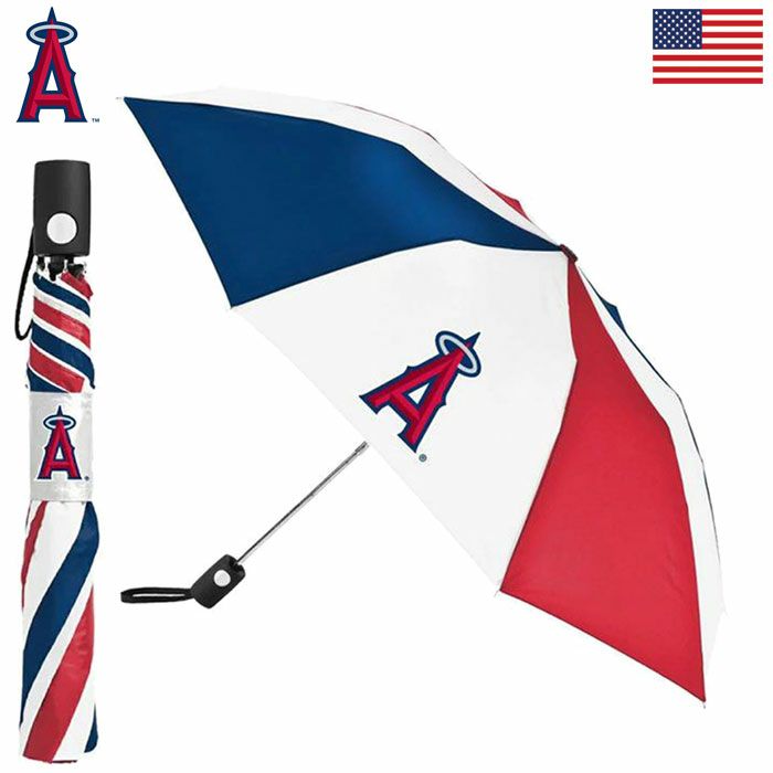 MLBエンゼルスゴルフ用アンブレラ傘LosAngelesAngelsAUTOFOLDINGUMBRELLAUSA直輸入品