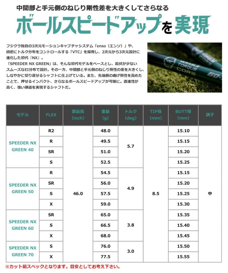 ミズノ スリーブ付きシャフト フジクラ SPEEDER NX GREEN 2022年10月発売  (ST-X,Z／ST200～180／GT180／MizunoPro／MP／JPX900) | ジーパーズ公式オンラインショップ（JYPER'S）