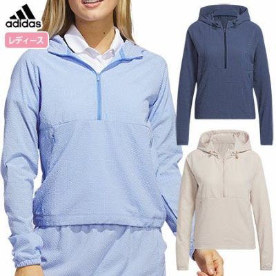 【毎日発送】アディダス シアサッカーギンガム 長袖フルジップフーディージャケット NDZ92 レディース adidas 2023春夏モデル 日本正規品