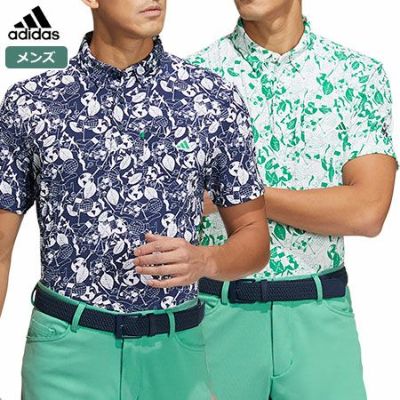 【毎日発送】アディダス PLAY GREEN サッカープリント 半袖ボタンダウンシャツ NMJ71 メンズ adidas 2023春夏モデル 日本正規品