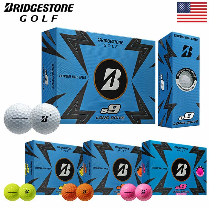 BRIDGESTONEGOLF2023e9LONGDRIVEゴルフボール1ダース（12球入）2ピースUSA直輸入品