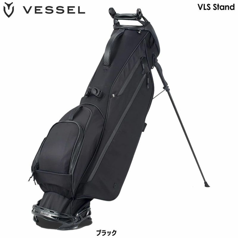 【毎日発送】VESSEL VLS Stand キャディバッグ ダブルショルダー　スタンドバッグ 7.5型 4分割トップ ブラック ベゼル  2023年モデル USA直輸入品