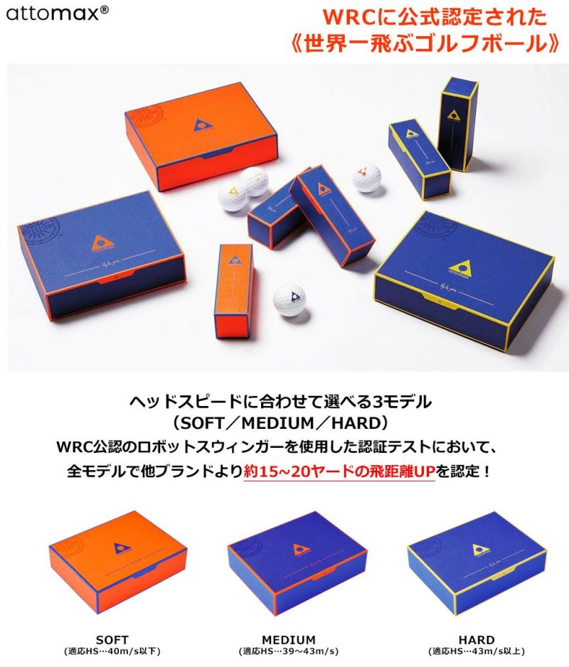 毎日発送】【世界一飛ぶボール】attomax Golf Ball （MEDIUM