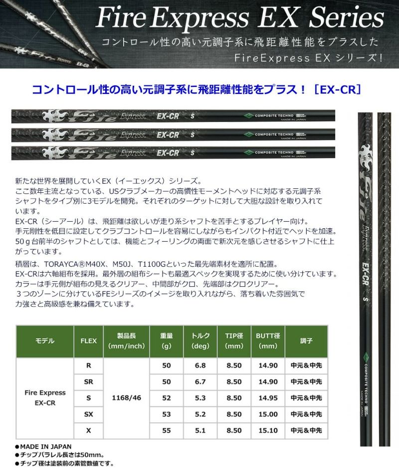 テーラーメイド スリーブ付きシャフト ファイアーエクスプレス Fire