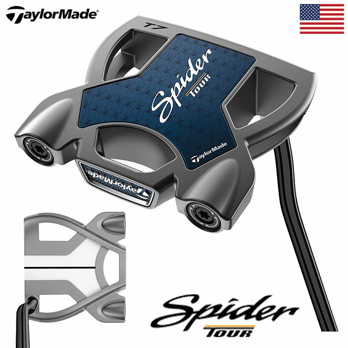 テーラーメイドSPIDERTOURDOUBLEBENDパターメンズ右用KBSBLACKPVDSTEPLESSシャフトTaylorMadeUSA直輸入品2024年モデル