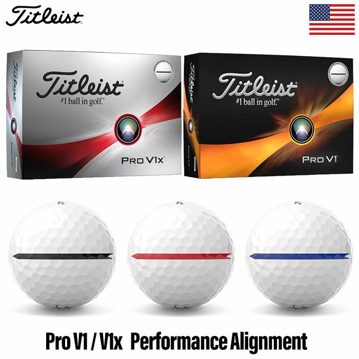 タイトリスト2023PROV1V1XPERFORMANCEALIGNMENTゴルフボール1ダース（全12球)TitleistUSA直輸入品2023年モデル