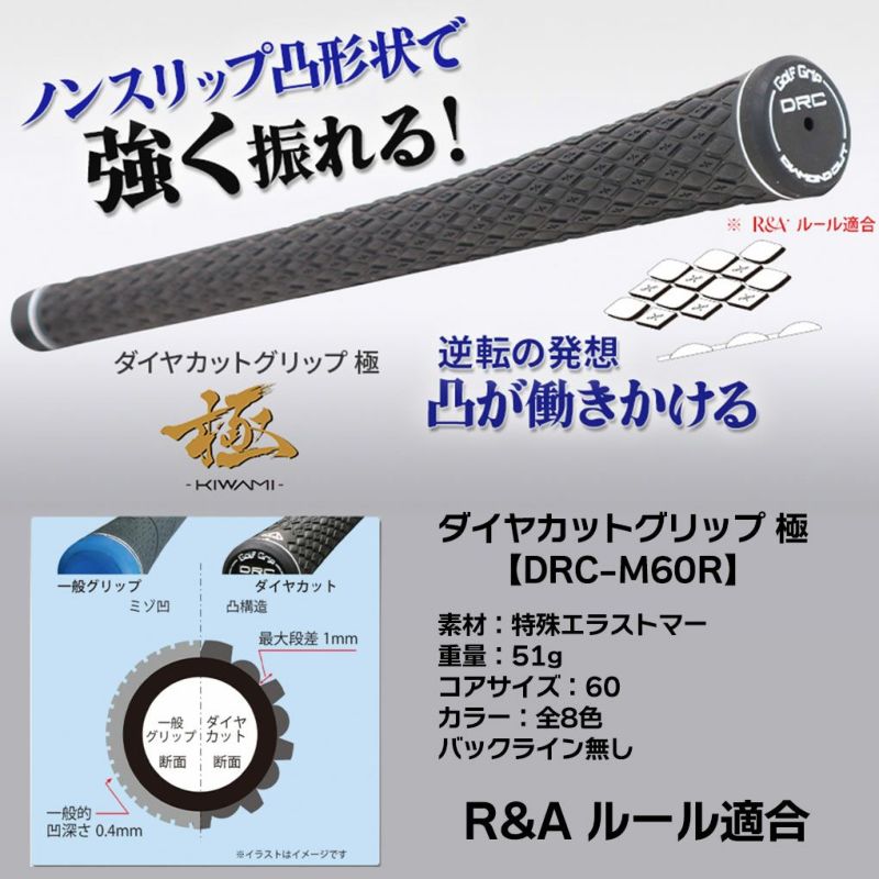 ダイヤカットグリップ極グリップバックライン無R&Aルール適合ノンスリップ日本正規品