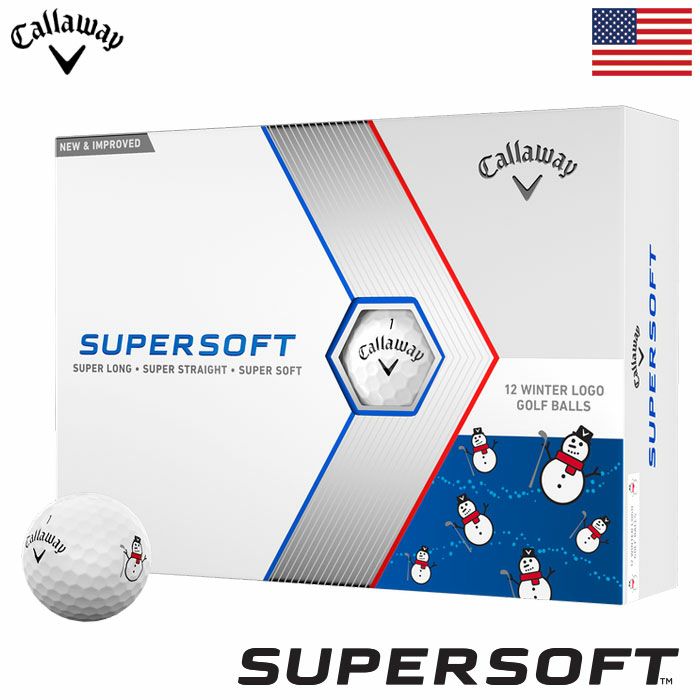 キャロウェイLimitedEditionSupersoftWinterGolfBalls2023雪だるま柄ゴルフボール1ダース全12球入2023年モデルCallawayUSA直輸入品