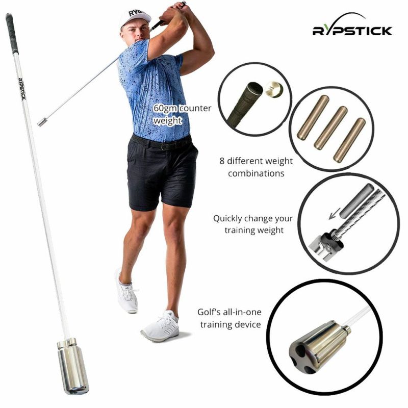 RYPGolfRypstickスイング練習器ホワイトGOLF’SULTIMATESPEEDTRAININGAID45インチヘッドカバー付きUSA直輸入品