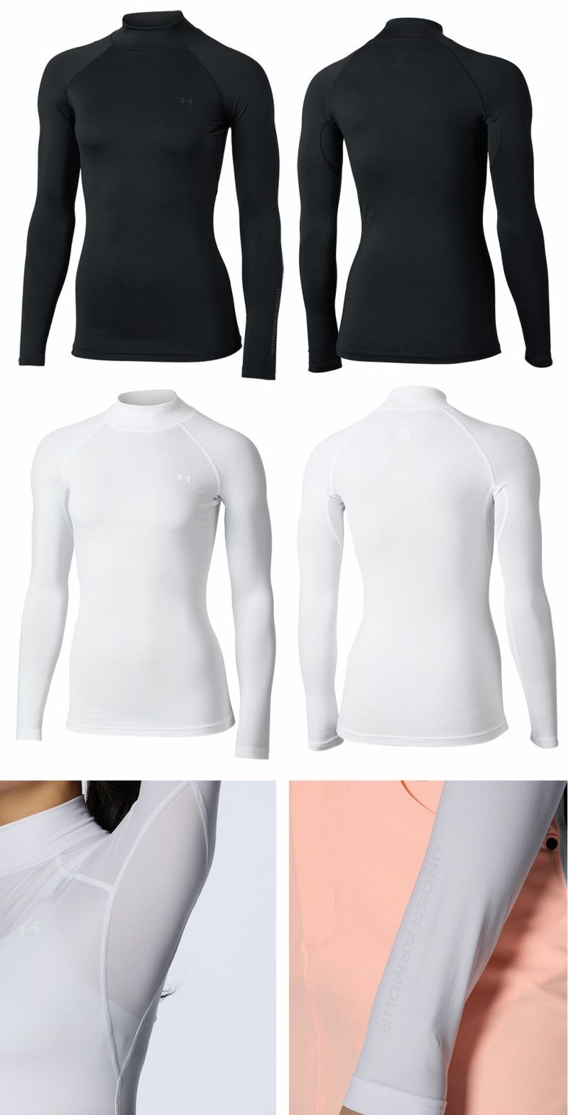 アンダーアーマーUAヒートギアコンプレッションロングスリーブモックネックシャツ1384843レディースUNDERARMOUR2024春夏モデル日本正規品
