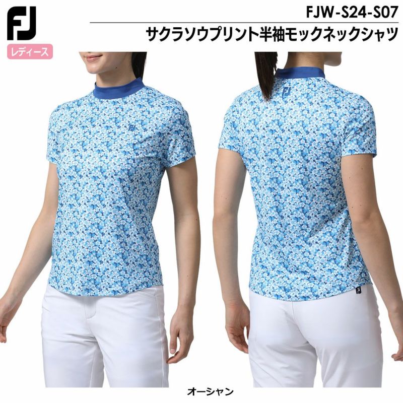 フットジョイサクラソウプリント半袖モックネックシャツレディースFJW-S24-S07FOOTJOY2024春夏モデル日本正規品