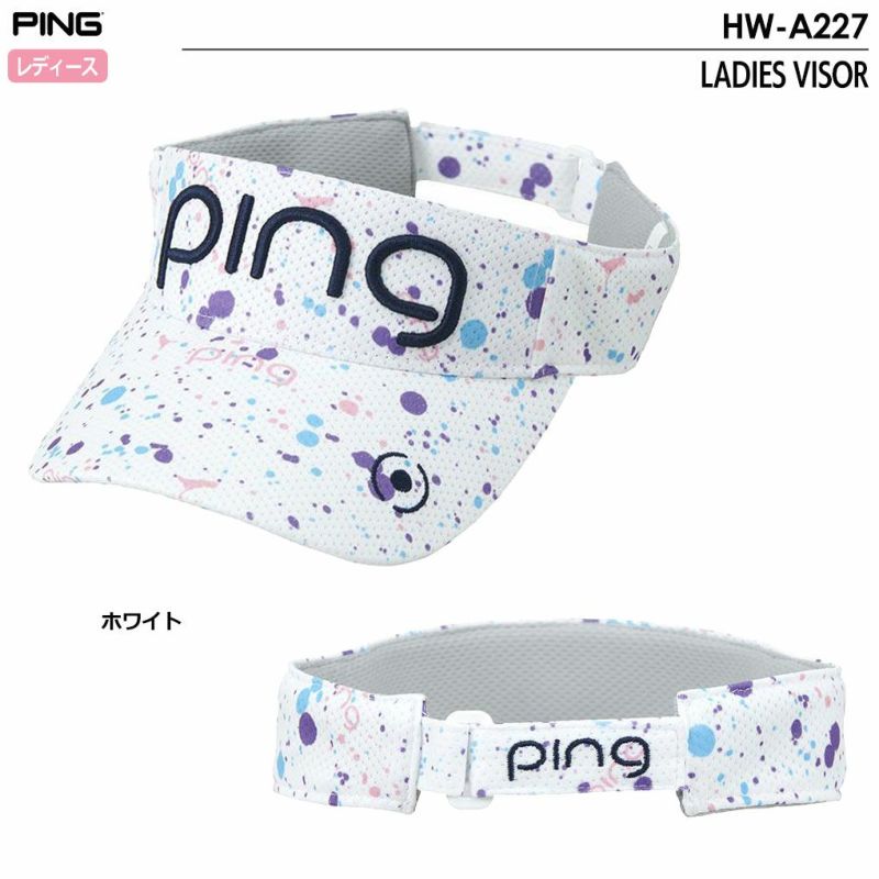 ピンHW-A227LADIESVISORサンバイザーレディースホワイト帽子PING日本正規品