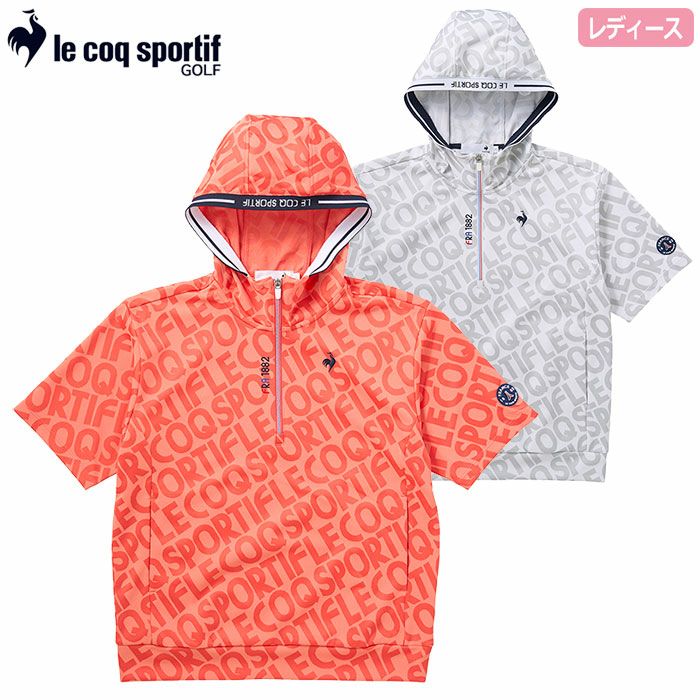 ルコックストレッチフォーサー半袖ジャガードパーカーQGWXJL50レディースlecoqsportifGOLF2024春夏モデル日本正規品