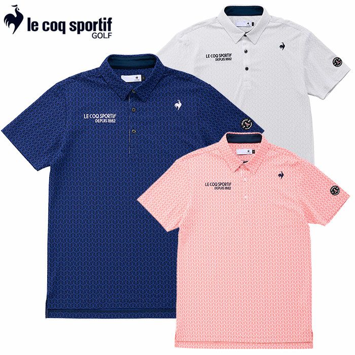 ルコックストレッチフォーサー小柄ジャガード半袖シャツQGMXJA07メンズlecoqsportifGOLF2024春夏モデル日本正規品