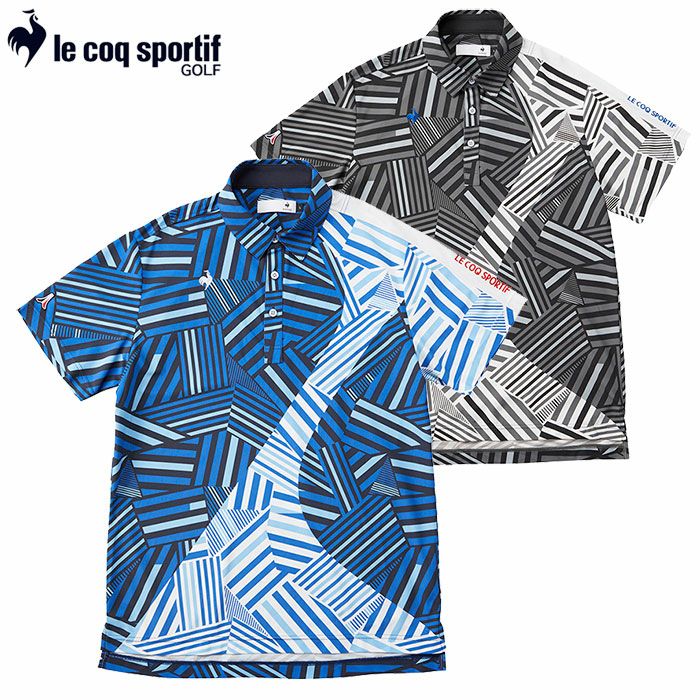 ルコックストレッチフォーサーフレンチボーダー半袖シャツQGMXJA12メンズlecoqsportifGOLF2024春夏モデル日本正規品