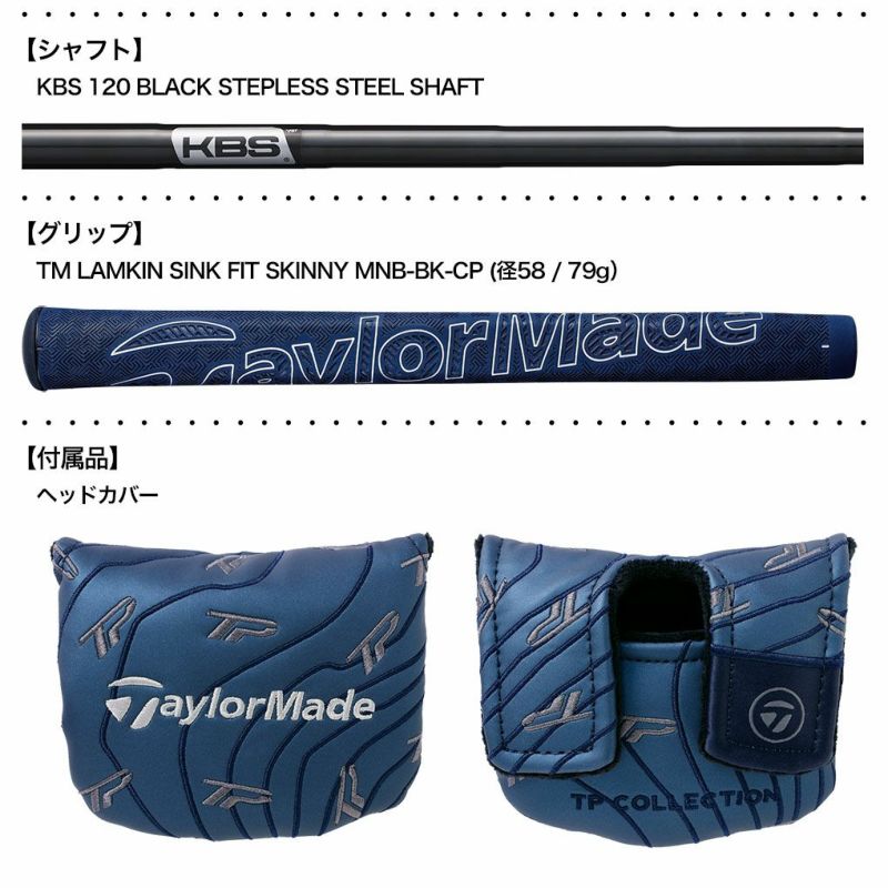 テーラーメイドTPTRUSSMIDNIGHTBLUEM4TCパターメンズ右用33,34インチTaylorMade日本正規品2024年モデル