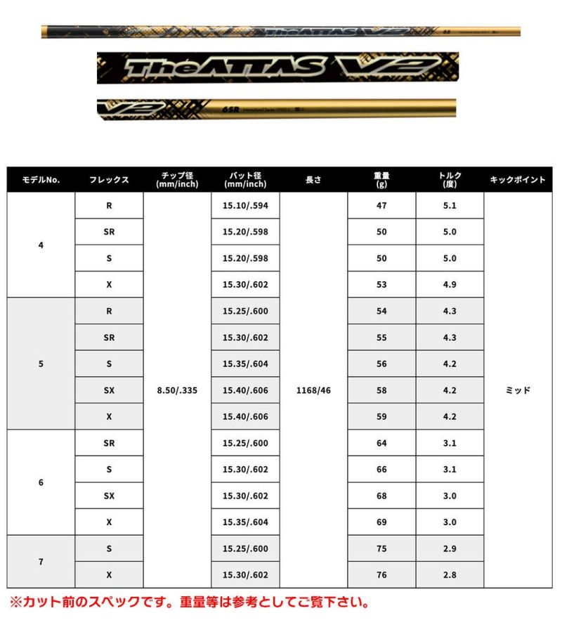 スリーブ付きシャフト_TheアッタスV2_ゴールド_2024