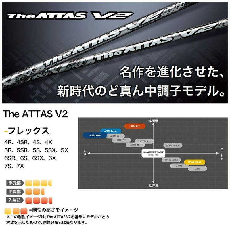 マミヤ　The ATTAS V2 6X FW用 コブラスリーブ付 コブラ スリーブ付きシャフト 2024 マミヤ The ATTAS V2 ゴールド