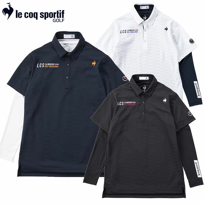 ルコックスポルティフインナー付きロゴ地柄半袖シャツLG4FTZ01MメンズlecoqsportifGOLF2024秋冬モデル日本正規品