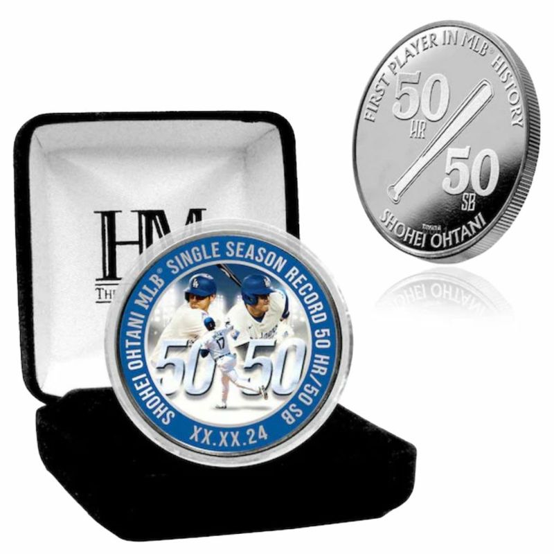 大谷翔平 50本塁打 50盗塁 達成記念品 シルバープレートコイン 39mm 50