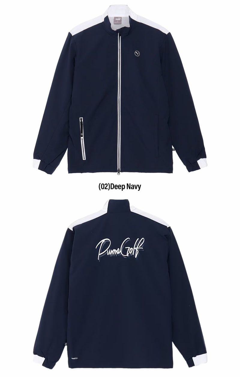 プーマゴルフストレッチタフタバックサイドロゴFジャケット630363メンズゴルフキャップ帽子PUMA2024秋冬モデル日本正規品