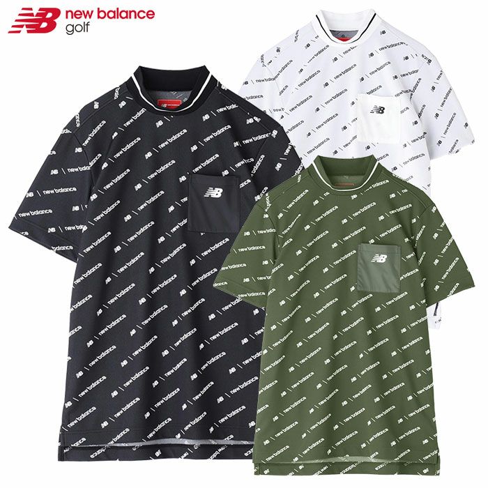 ニューバランスロゴモノグラム柄半袖モックネックプルオーバー012-4266005ゴルフウェアnewbalance2024秋冬モデル日本正規品