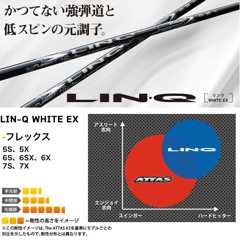 USTマミヤのLIN-Q_WHITE_EX。かつてない安定性と強弾道で飛びを最大化する高性能ゴルフシャフト