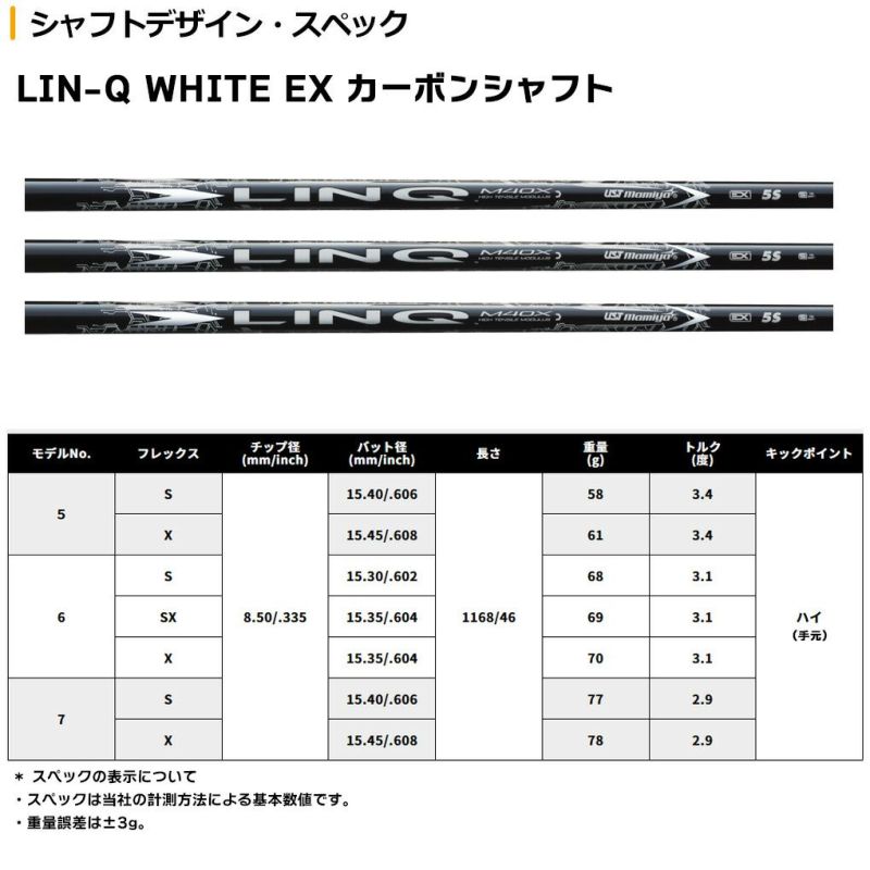 USTマミヤのLIN-Q_WHITE_EX。かつてない安定性と強弾道で飛びを最大化する高性能ゴルフシャフト