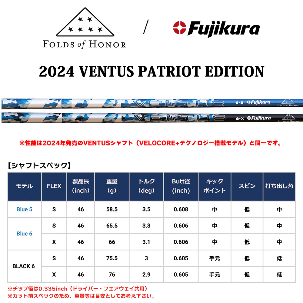 テーラーメイド スリーブ付きシャフト 2024 VENTUS PATRIOT EDITION 