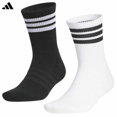 アディダス ハーフクルー丈 スリーストライプス クッションソックス KRP20 メンズ 靴下 ゴルフウェア 2025春夏モデル adidas 日本正規品