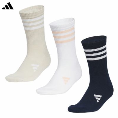 アディダス クルー丈 スリーストライプ クッションソックス MGR52 靴下 ゴルフウェア 2025春夏モデル adidas 日本正規品