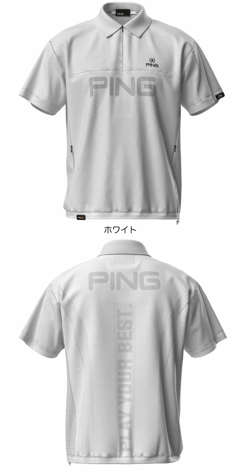 ピンPINGストレッチ布帛/メッシュジャガード半袖ハーフジップポロブルゾン621-5121203メンズゴルフウェア2025春夏モデル日本正規品