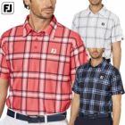フットジョイチェックプリント半袖鹿の子シャツFJ-F25-S04メンズゴルフウェアFOOTJOY2025春夏モデル日本正規品