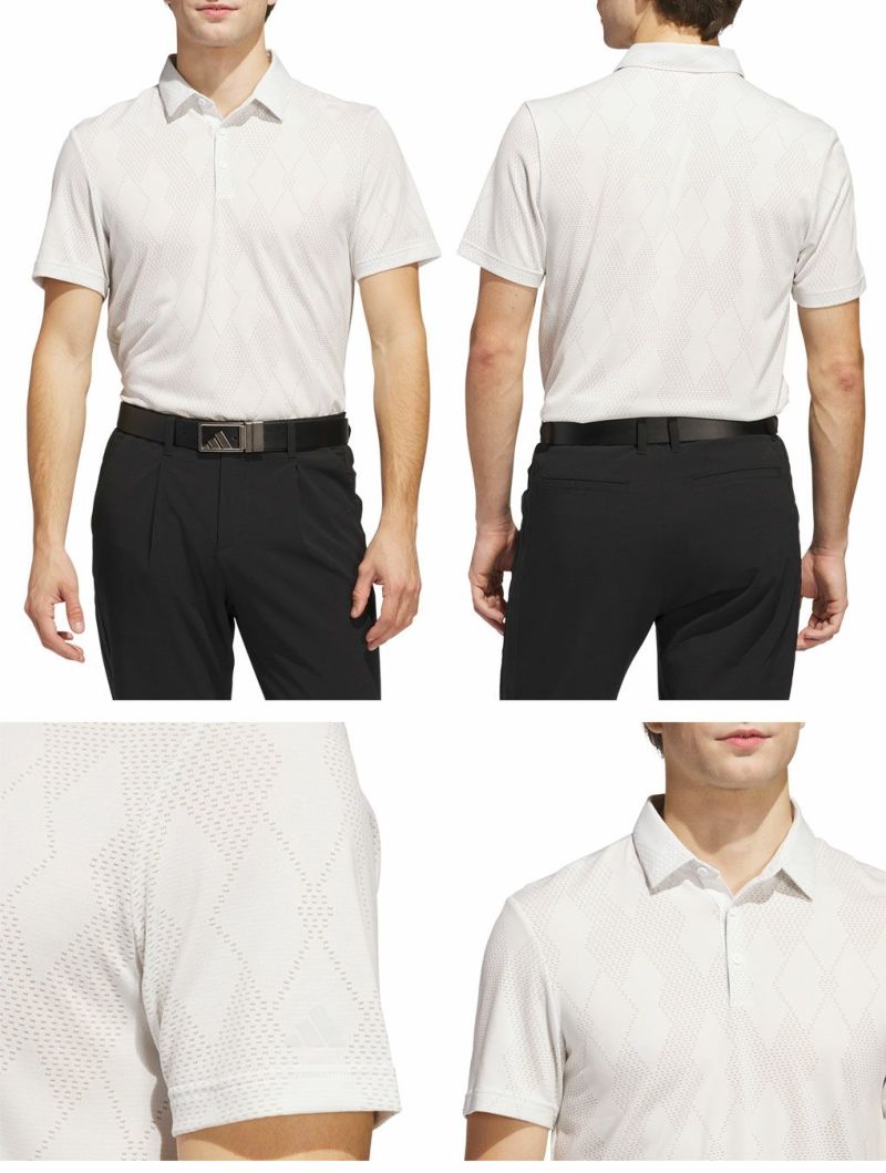 アディダスメッシュアーガイル半袖シャツKUH63メンズゴルフウェアゴルフ2025春夏モデルadidas日本正規品