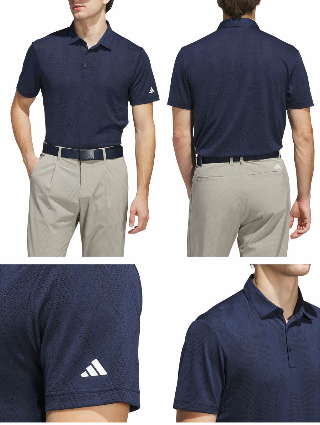 アディダスメッシュアーガイル半袖シャツKUH63メンズゴルフウェアゴルフ2025春夏モデルadidas日本正規品