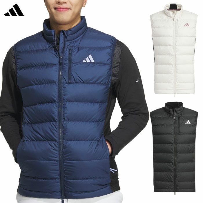 アディダスWIND.RDYチェストポケット付きフルジップダウンベストJTY63メンズゴルウェア2024秋冬モデルadidas日本正規品