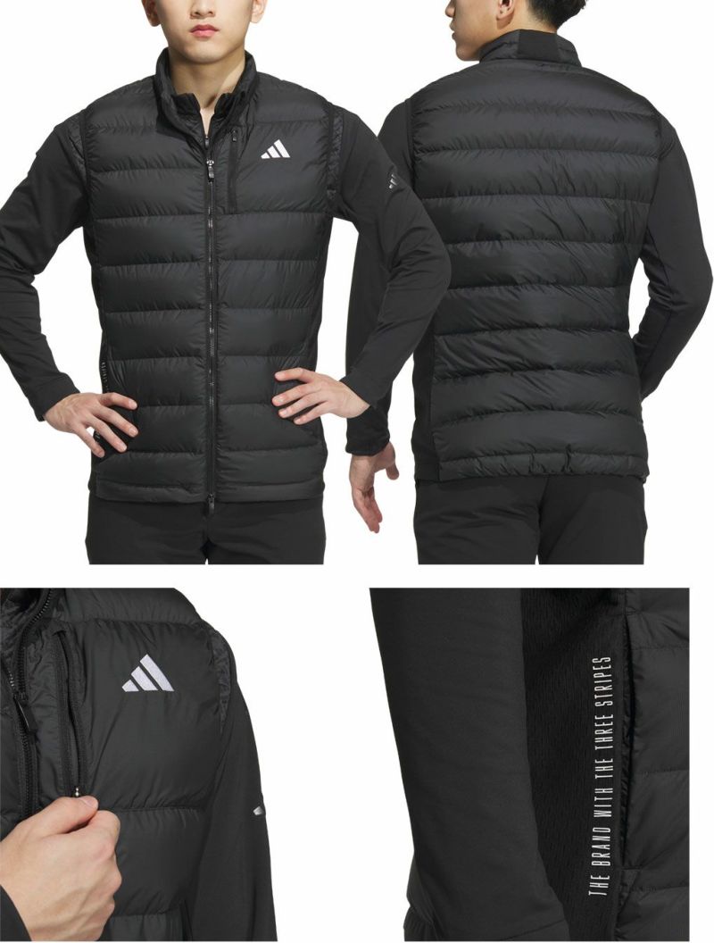 アディダスWIND.RDYチェストポケット付きフルジップダウンベストJTY63メンズゴルウェア2024秋冬モデルadidas日本正規品