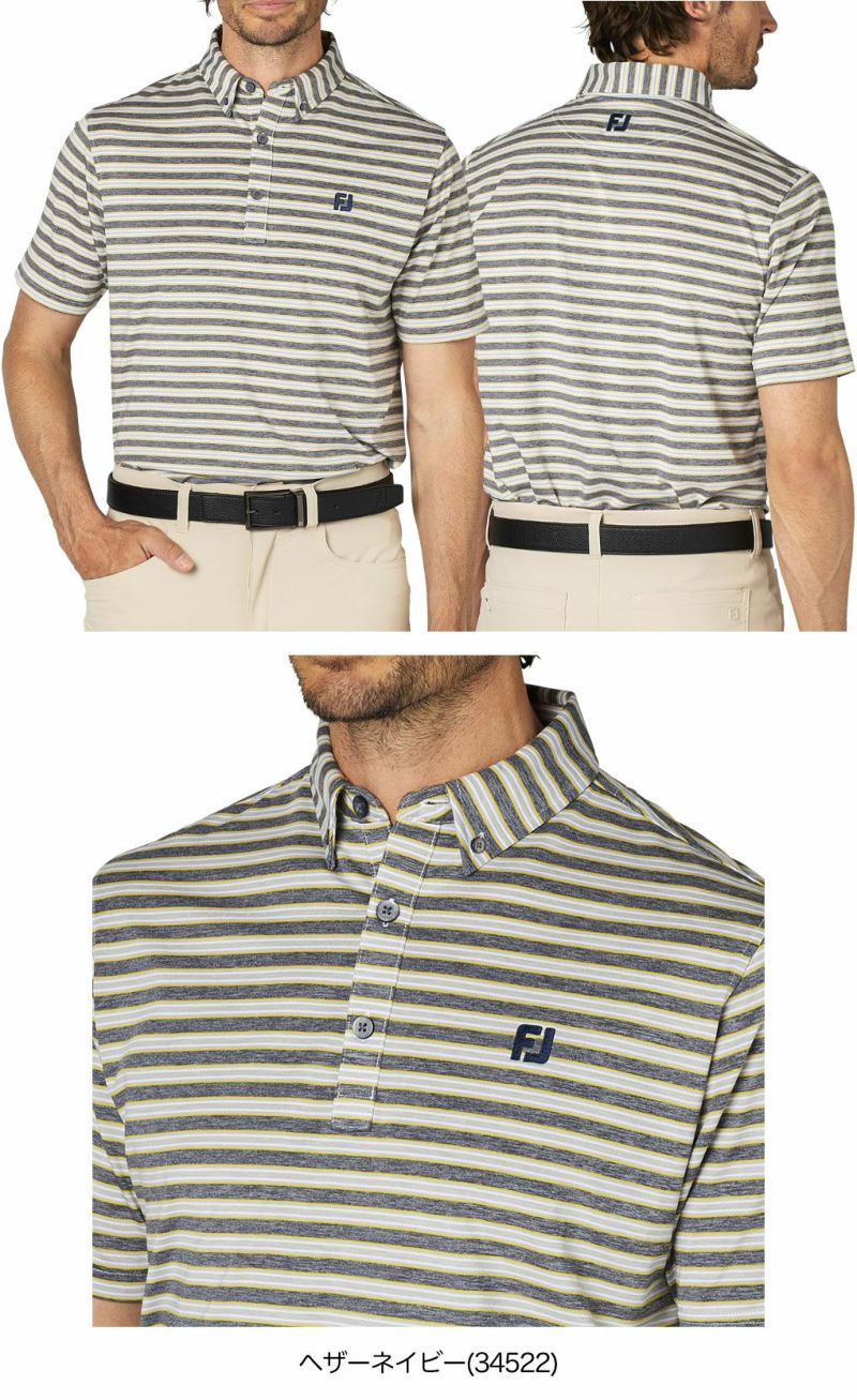 フットジョイヘザーストライプ半袖ボタンダウンシャツFJ-F25-S11メンズゴルフウェアFOOTJOY2025春夏モデル日本正規品