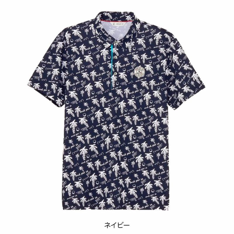 アンパスィソルケアプリンテッド半袖スキッパーシャツAMS9685X9メンズandperse2024秋冬モデル日本正規品