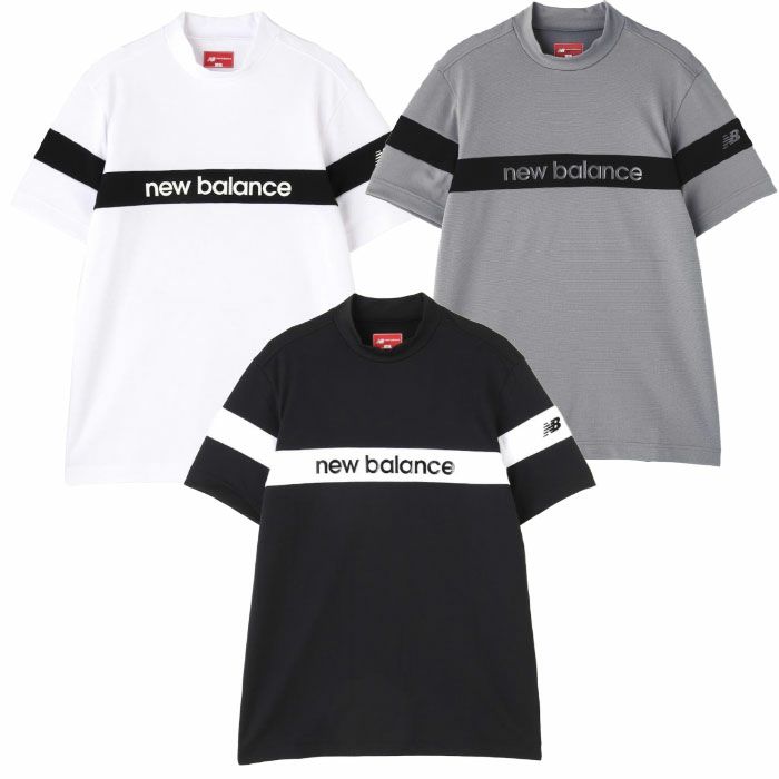 ニューバランス配色ラインロゴ半袖モックネックプルオーバー012-5166002メンズゴルフウェアnewbalance2025春夏モデル日本正規品
