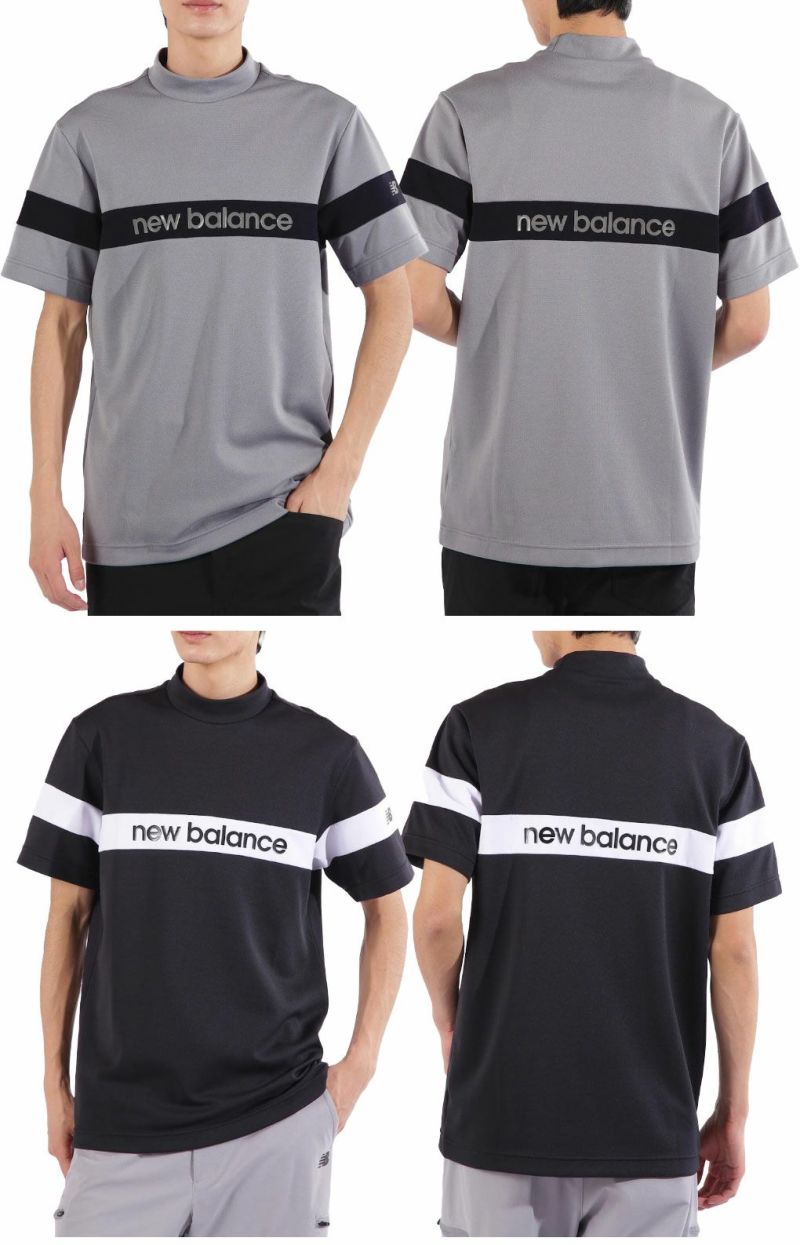 ニューバランス配色ラインロゴ半袖モックネックプルオーバー012-5166002メンズゴルフウェアnewbalance2025春夏モデル日本正規品